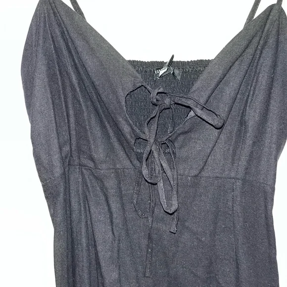 Forever 21 Black Linen Blend Dress with Front Ties NWT — Medium - Picture 6 of 6